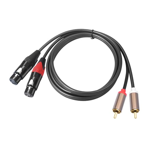 Cable de audio RCA a XLR de 5 pies dual macho a hembra negro con conductores chapados en oro