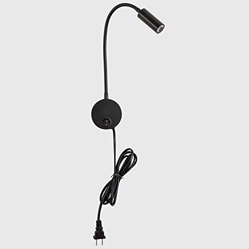Image of Wall Mounted Reading Light Sconces Lamp LED 3W Warm White 3000K Plug Cord Black Finished 1 Piece