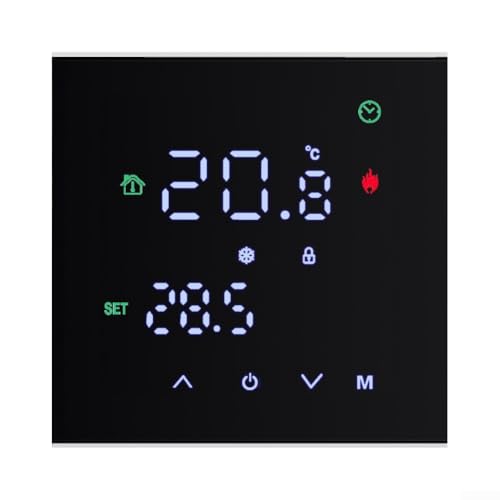 Termostato programable del regulador de temperatura con interfaz táctil LCD fácil de usar para horarios de calefacción personalizados (GB negro)