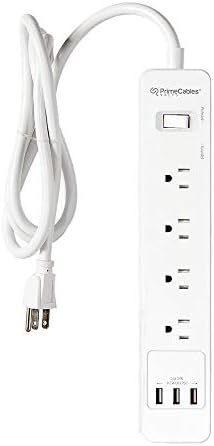 PrimeCables 4 Outlet Type 3 Surge Protector Power Strip with 3 USB Ports, 2100 Joule, 4.92ft Power Cord