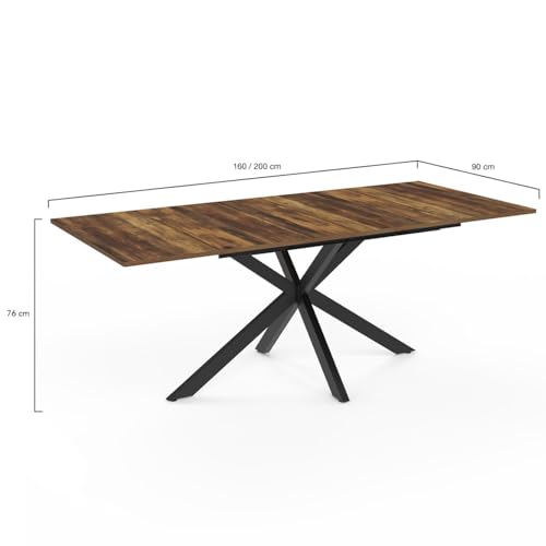 Table à manger extensible rectangle au design industriel moderne - 4