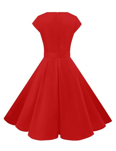Dressystar Women's Vintage Cap Sleeve A Line Cocktail Party Dress 1950s Retro Rockabilly Prom Swing Dresses3
