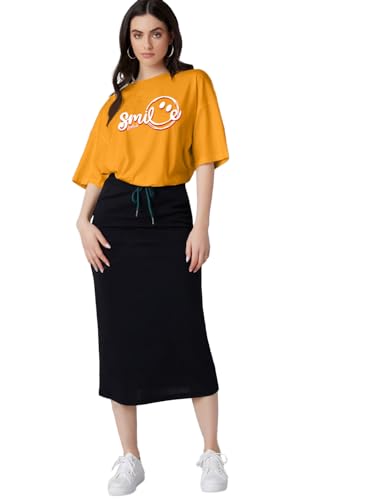Image of LEOTUDE Women's Oversized Cottonblend Half Sleeve Drop Shoulder Printed