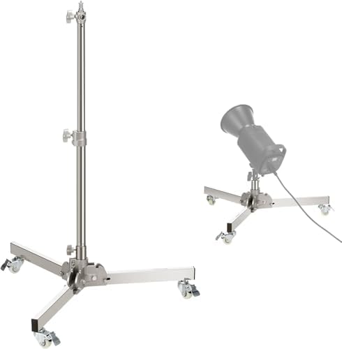 NEEWER Heavy Duty Light Stand with Casters, Max Height 3.2ft/98cm, Stainless Steel Foldable Adjustable Tripod, Photography Light Stand for Speedlight Softbox Monolight, Max Load 22lb