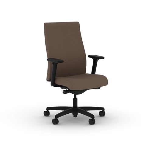 Image of HON Ignition 2.0 Ergonomic Office Chair with Adjustable Arms, Advanced Synchro‑Tilt Recline, Upholstered Desk and Computer Chair for Home Office or Workstation, Black Frame, Bark