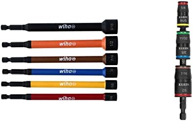 Wiha 70486 | 6 Piece Color Coded Magnetic Nut Setter Set & Impact Driver, 7-in-1 Impact Flip Socket Set, 6 Hex Driver Sizes plus a 1/4-Inch Bit Holder Klein Tools 32907