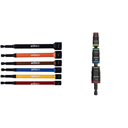 Wiha 70486 | 6 Piece Color Coded Magnetic Nut Setter Set & Impact Driver, 7-In-1 Impact Flip Socket Set, 6 Hex Driver Sizes Plus A 1/4-Inch Bit Holder Klein Tools 32907 #TOP10