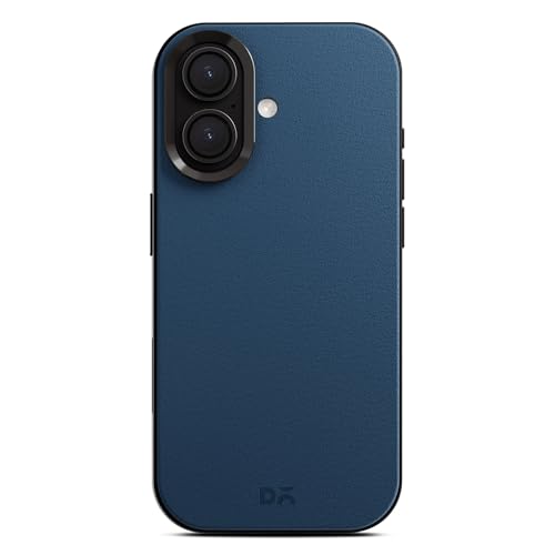 DailyObjects Leatherite Case for iPhone 17 Compatible with MagSafe Wireless Charging | Navy Blue-Gey Hybrid Magnetic Back Cover