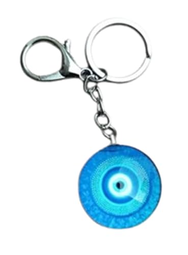 Porte-clés mauvais œil en verre fusionné et métal suspendu pour maison Medium