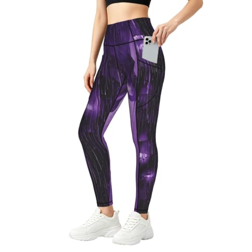 Pantalones de yoga para mujer Purple Rain03 elásticos y cómodos