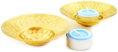 Grehom Tea Light Holder - Golden Saucer (Set of 2); Candle Holder made of metal; Beautiful Gift