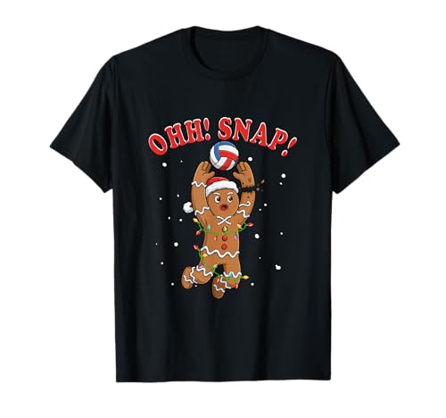Snap Christmas Santa Gingerbread Playing Volleyball Player T-Shirt