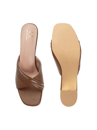 Image of Carlton London Women Comfortable Casual Sandal with Block Heels, Square Toe for Casual and Wear