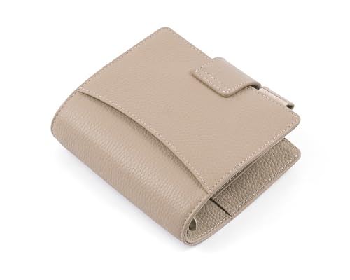 Moterm Elite Pocket Rings Classeur, en cuir véritable, format A7, organiseur, sans grand compartiment arrière, galets taupe, anneau de 25 mm – vue 5