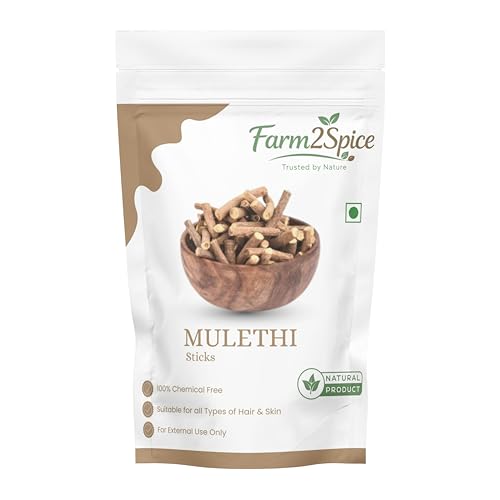 Farm2Spice Mulethi Root Sticks 50g (Licorice Root) | Premium Natural Yashtimadhu for Cough, Digestion, Skin & Hair Care | Pure Ayurvedic Herb, Chemical Free, Ideal for Tea, Kadha & Herbal Use