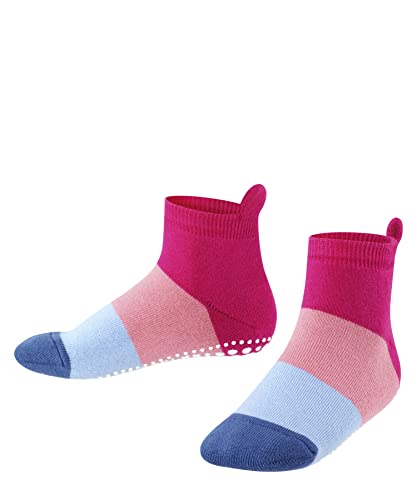 FALKE Unisex Kinder Hausschuh-Socken Colour Block K HP Baumwolle rutschhemmende Noppen 1 Paar, Rosa (Gloss 8550), 27-30