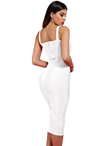 Robe bandage mi-mollet de soirée extensible ajustée pour femme
