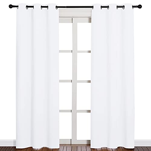 Image of NICETOWN Window Treatment Curtain Set - 50% Light Reducing Drapes for Living Room, Curtain Panels for Patio Door (2 Panels, 42 inches x 84 inches, Pure White)