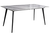 Beliani Mesa de Comedor de jardín Tablero de Piedra sinterizada Estructura de Hierro Resistente a los Rayos UV al Agua y al óxido Interior y Exterior mármol Gris y Negro Rodallo