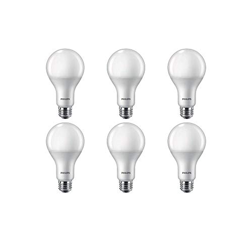 Philips 479469 LED Dimmable Frosted A21 Light Bulb, 1100 lm.s, 2700-Kelvin, 12 (75W Equivalent), E26 Medium Screw Base, Warm Glow, White (Pack of 6)