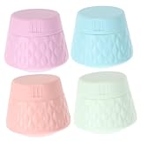 SAFIGLE 4 piezas Tarros de Crema de Silicona para Viaje de Envases Recargables Pequeños con Tapa Botes Vacíos para Maquillaje y Cuidado Rosa Azul Verde