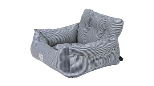 YAKINO 運転席 車用ドライブボックス ペットソファー 犬猫用クッション 運転用ベッド ホーム 車用ペットベッド ペットソファー ドライブ用品 (60*50*36,不可拆洗,ストライプ)