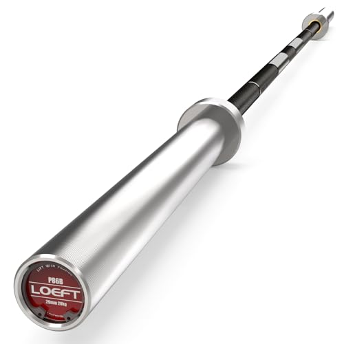 LOEFT Professional Powerlifting Barbell, 7ft 20KG 29MM Olympic Powerlifting Barbell with Aggressive Knurling, 2000 lbs Capacity 205K PSI Weight Bar Fit 2