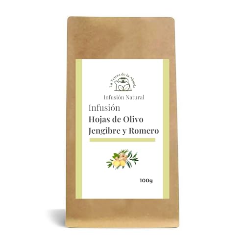 Infusión Hojas de Olivo, Jengibre y Romero 100g – Digestiva, Depurativa y Saciante – Control del Apetito y Bienestar Natural – Infusión a Granel 100% Natural – La Tetera de la Abuela