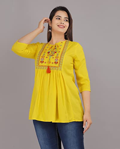 Image of Ganga febtex Women's Rayon Embroidered Short Kurti /Tops