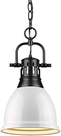 Golden Lighting 3602-S BLK-WH Duncan Pendant, Matte Black with White Shade