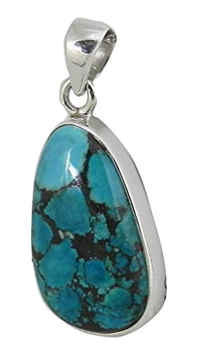 Pendentif turquoise argent sterling rectangle collier femme tendance