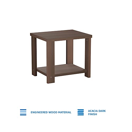 Image of Amazon Brand - Solimo Donkton Multipurpose Side Table with One Shelf (Engineered Wood, Acacia Dark)