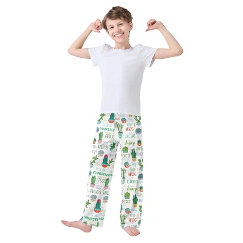 ZZXXB Cacti Hugs Boys Long Pants Soft Trousers Elastic Waist Kids Lounge Bottoms with Pockets S-XL2