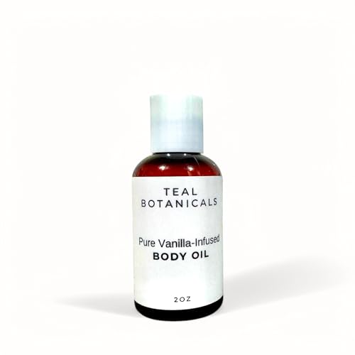 Teal Botanicals Body Oil with Pure Vanilla-Infused Moisturizing Ingredients 2oz Baby Powder Travel Size