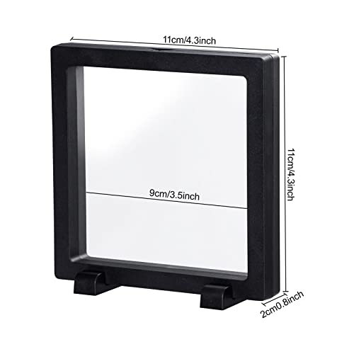Image of Black 3D Floating Frame, 10 Pack 4.34.30.8 inch /110X110X20m Challenge Coin Holder Display With Base for Medallions, Specimen, Jewelry