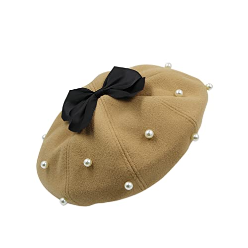 RARITYUS Fashion Cute Wool French Artist Beret Hat Warm Beanie Cap Headwear with Multicolor Flowers Pom Pom for Women Girls3