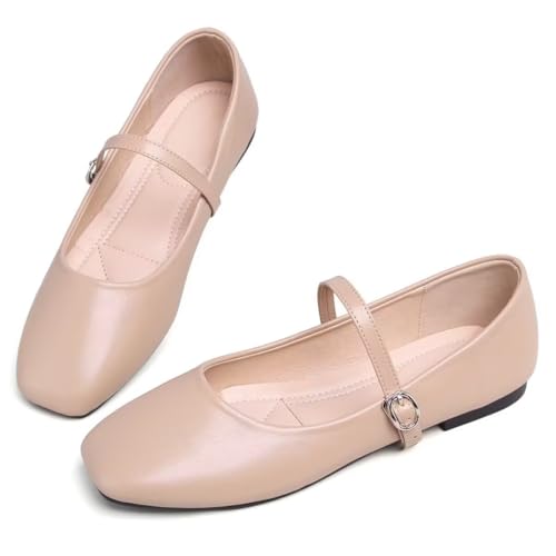 Image of LUXINYU Women's Slip on Flats,Classy Round Toe Solid Classic Mary Jane Ballet Dance Shoes Soft Comfortable PU Flat Shoes