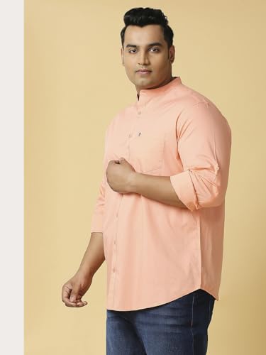Image of Thomas Scott Mens | Full Sleeve | Solid Plain Color | Regular Fit | Plus Size | 100% Cotton | Mandarin Collar | Casual | Shirt