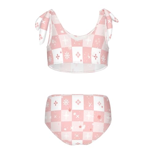 KLL Red & White Checked Christmas Girl Two Piece Bikini Sets Beach Bathing Suit Swimming Suits Cute Shoulder Strap2