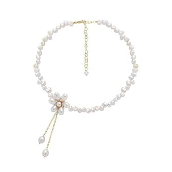 PRY シュウト　 Silver & White Pearl Necklace Nonnyl Pearl Necklace for Women Gifts Sterling Silver