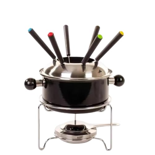 Conjunto Kit Fondue A&ccedil;o Inox 10 Pe&ccedil;as Chocolate Queijo Carne Jantar Rom&acirc;ntico (Preto)