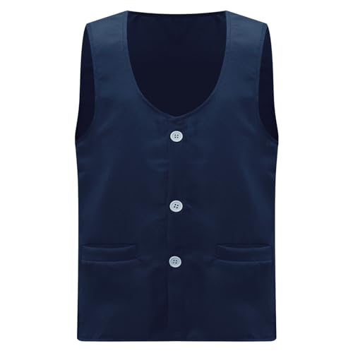 YiZYiF Unisex Kid Vest Button Down Waistcoat Volunteer Activity Vest Sleeveless Jacket with Pockets Waiter Workwear2