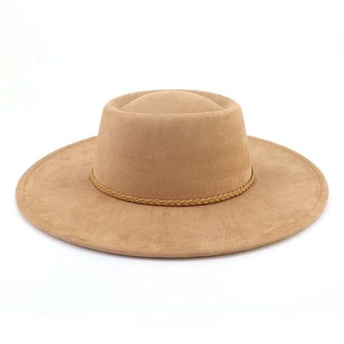 Image of LIDHAY Wide Brim Fedora Hat for Men Women Big Rancher Felt Hat Pork Pie Jazz Hat