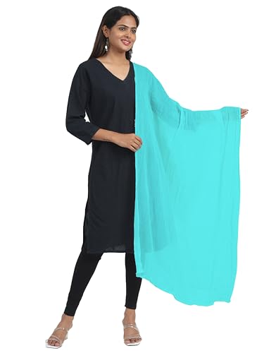 Image of Miraan Solid Pure Cotton Dupatta with Pom Pom Border, 2.25 meters length (DUPCOTTON)