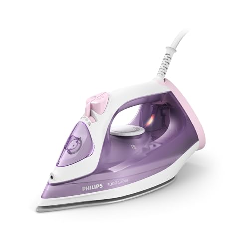 Philips 3000 Series Steam Iron - Powerful Steam Fast Heat-up Ceramic Soleplate Large Water Tank Purple (DST3010/30)