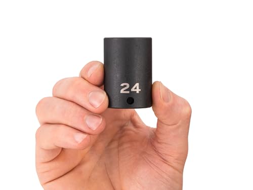 Image of TEKTON 3 /8 Inch Drive x 24 mm Semi-Deep 6-Point Impact Socket | SID14124