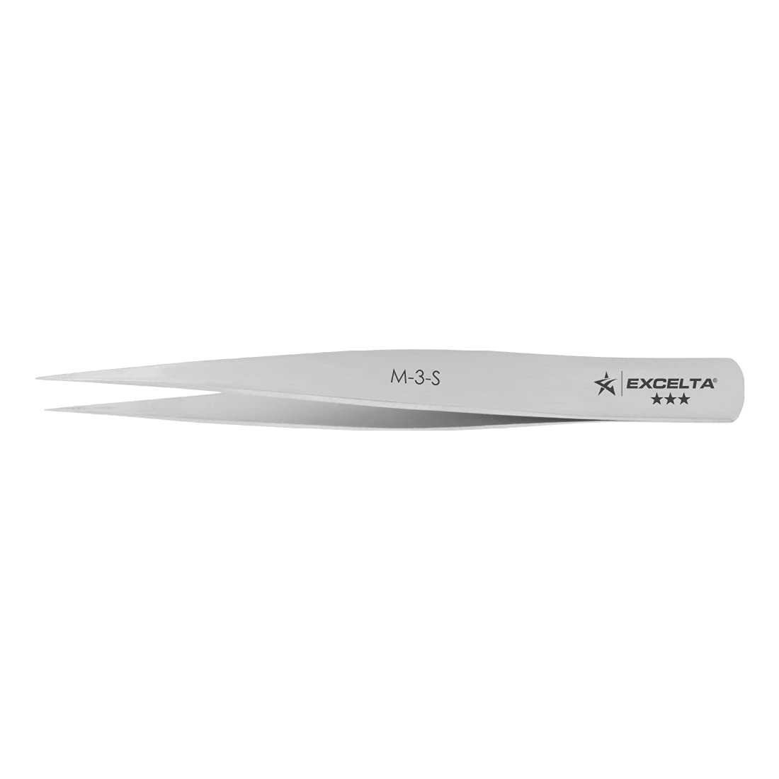 Excelta - M-3-S - Tweezers - Very Fine Point - Miniature - Straight -Three Star - SS, 0.06" Height, 0.25" Wide, 2.75" Length