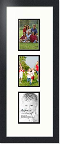 ArtToFrames Collage Photo Frame Double Mat with 3 - 4x6 Openings and Satin Black Frame