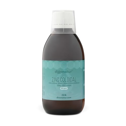 DIOXNATUR® Zinc Coloidal 250ml 20 ppm - Gluconato de Zinc líquido - Envase vidrio ambar