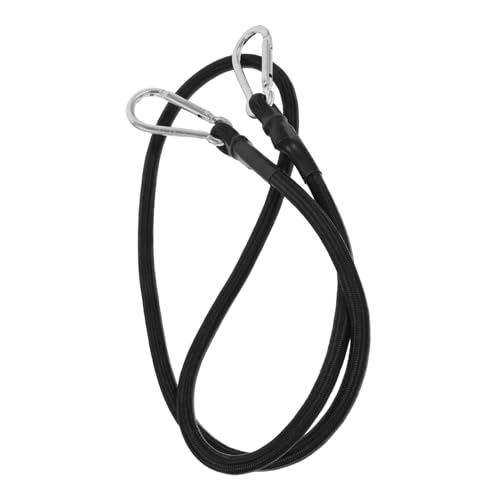 Gogogmee 1M Bundling Rope with Carabiner Hook Elastic Motorcycle Luggage Strap for Outdoor Use Heavy Duty for Camping Trolleys Rv and Black